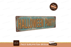 Halloween party sign orange teal Product Image 1