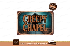 Creepy chapel sign spooky forest image Product Image 1