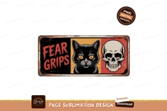Black cat skull fear grips image Product Image 1