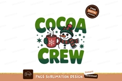 Snowman holding cocoa mug with festive text winter Product Image 1