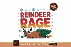 Angry reindeer dragging Christmas tree rage Product Image 1