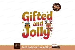 Gifted Jolly Reindeer Christmas Text holiday Product Image 1