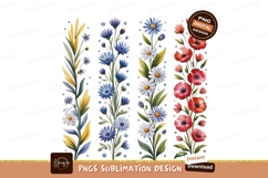 Floral borders watercolor illustrations poppy Product Image 1