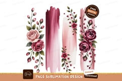 Pink floral brush strokes roses buds Product Image 1