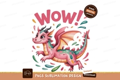 Pink dragon with wings and splashes fantasy Product Image 1