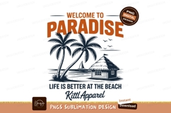 Tropical beach paradise with palm trees and hut image Product Image 1
