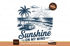 Tropical beach gazebo palm tree ocean sunset image Product Image 1