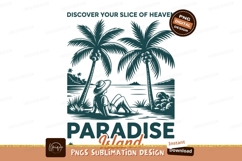 Tropical beach paradise scene with palm trees island Product Image 1