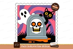 Ghost cat tombstone spooky Halloween skull Product Image 1