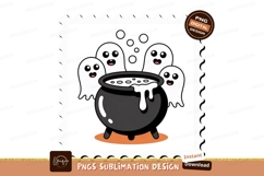 Cute ghosts around bubbling cauldron halloween potion Product Image 1
