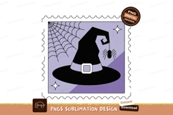 Black witch hat spider web purple background halloween Product Image 1