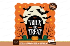 Halloween bats moon trick treat pumpkin image Product Image 1