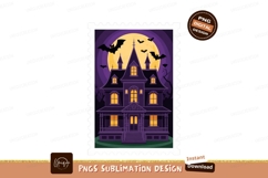 Spooky haunted mansion bats moon halloween house Product Image 1