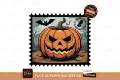 Spooky pumpkin bat haunted forest scene halloween jackolante Product Image 1