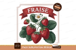 Red strawberries with green leaves and white flower Product Image 1