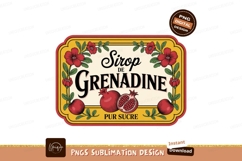Pomegranate syrup label with flowers grenadine Product Image 1