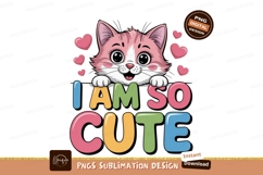 Pink kitten with hearts and colorful text cute Product Image 1