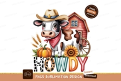 Cowboy cow with barn and pumpkin bandana Product Image 1