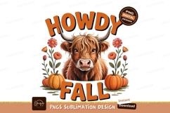 Highland cow autumn greeting fall pumpkin Product Image 1