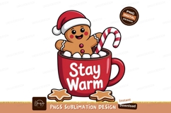 Gingerbread man in mug with candy cane image Product Image 1