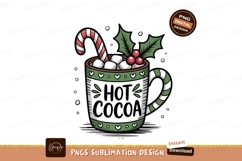 Hot chocolate mug with candy cane and holly image Product Image 1