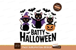 Black cats celebrate Halloween with pumpkins and bats Product Image 1