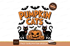 Orange pumpkin cats bats halloween black Product Image 1