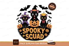Black cats wearing hats and bowties with pumpkins halloween Product Image 1