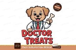 Cartoon dog doctor holding bone stethoscope Product Image 1