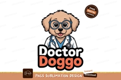 Adorable cartoon dog doctor wearing glasses and stethoscope Product Image 1