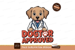 Cartoon dog wearing doctor coat and stethoscope medical Product Image 1