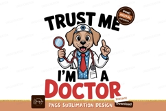 Dog doctor with magnifying glass and stethoscope veterinary Product Image 1