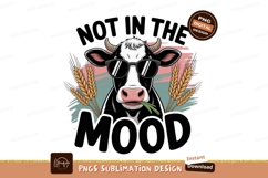 Cool cow wearing sunglasses eating grass wheat black Product Image 1