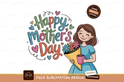 Girl holding flowers and coffee mug mother Product Image 1