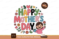 Happy Mothers Day colorful text and girl flower Product Image 1