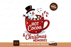 Red mug hot cocoa snowman candy cane image Product Image 1