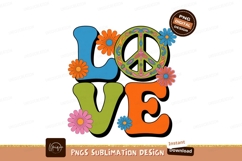 Groovy peace love floral design retro Product Image 1