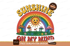Happy sun rainbow mushrooms flowers text image Product Image 1