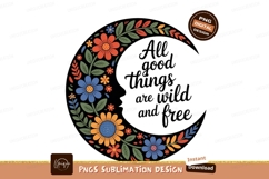 Crescent moon floral profile quote flowers leaves Product Image 1
