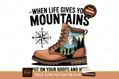 Hiking boot landscape adventure mountains trees Product Image 1