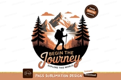 Hiker silhouette mountains forest adventure image Product Image 1