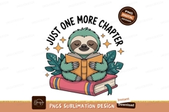 Sloth reading book surrounded by stars and leaves chapter Product Image 1