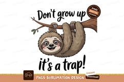 Smiling sloth hanging on branch tree cute Product Image 1