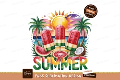 Watermelon popsicles beach scene summer palm Product Image 1