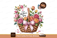 Pink orange yellow roses basket butterfly flowers Product Image 1