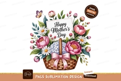 Pink floral basket greeting flowers white Product Image 1