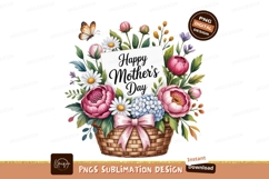 Pink floral basket butterfly greeting flowers white Product Image 1