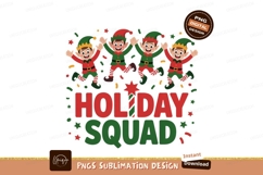 Four happy elves jumping with confetti christmas holiday Product Image 1