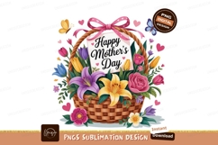 Floral basket with butterflies and hearts flowers pink Product Image 1