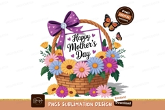 Festive floral basket with butterflies flowers purple Product Image 1